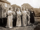 Kitty&#039;s wedding. Left to right, Ruth Starnes, Bert&#039;s Brother? behind Ruth, Bert Starnes (groom), Kitty(bride),  Bert Starnes (Snr), Nellie Cottingham. Charlie Cottingham, Ada Cottingham far right.